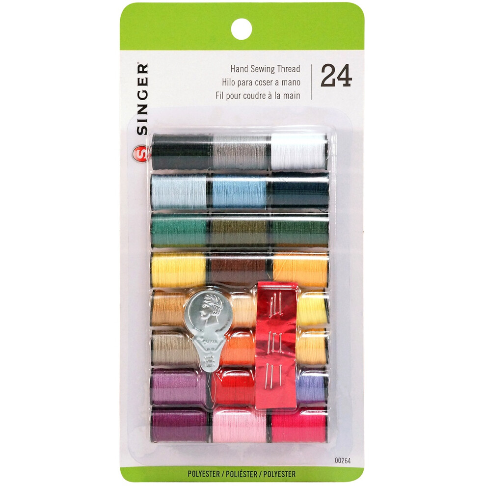 Singer Polyester Thread 10yd 24/Pkg-Assorted Colors 00264