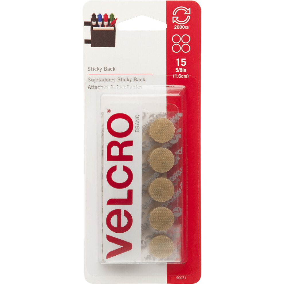 VELCRO(R) Brand Sticky Back Coins .625" 15/Pkg-Beige 90071