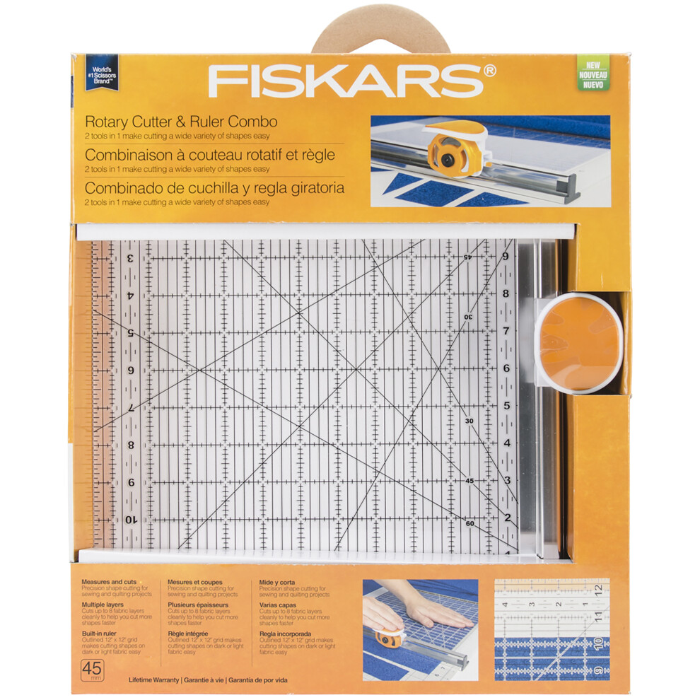 Fiskars Rotary Ruler Combo For Fabric Cutting 12"X12"195140