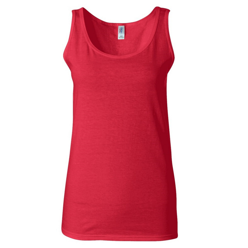 (L, Cherry Red) Gildan Ladies Soft Style Tank Top Vest