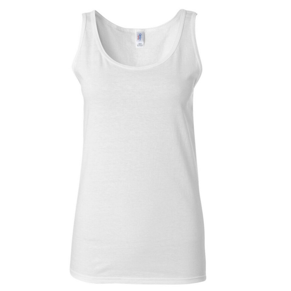 (M, White) Gildan Ladies Soft Style Tank Top Vest