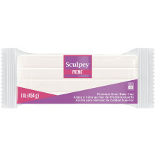 Argila polimérica - Branco transparente - Para assar - Massa de modelar - Sculpey Premo - Bloco de 454g