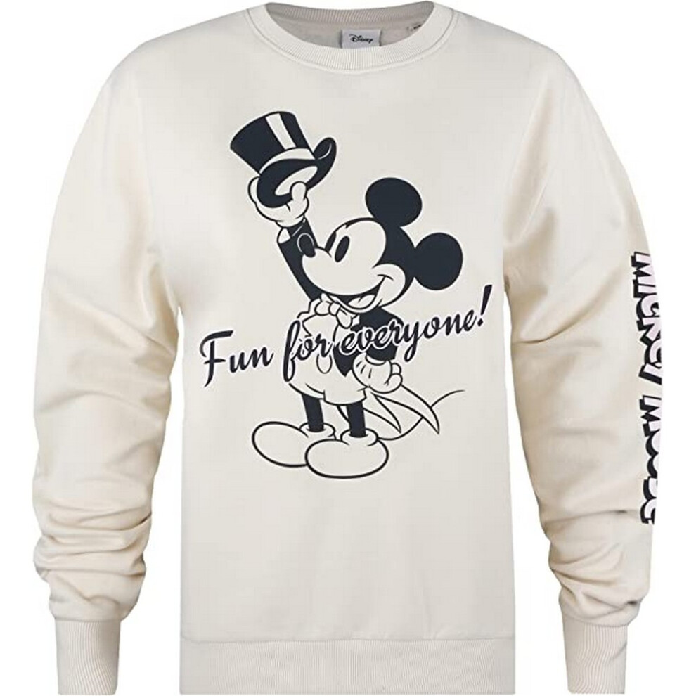 (S, Stone) Disney Womens/Ladies Showtime Fun For Everyone Mickey Mouse Sweatshirt