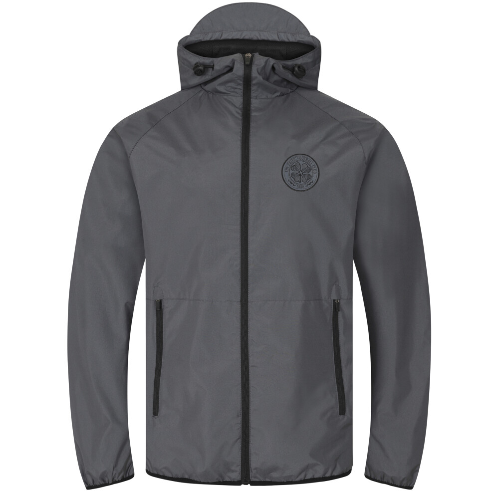 (Grey Peak Hood, Small) Celtic FC Official Football Gift Mens Shower Jacket Windbreaker