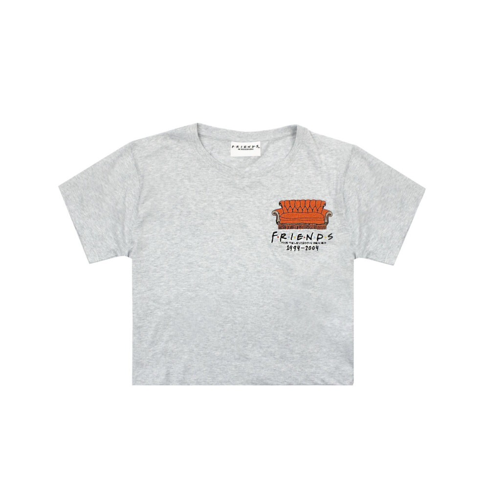 (XL, Grey Marl) Friends Womens/Ladies Central Perk Sofa Crop T-Shirt