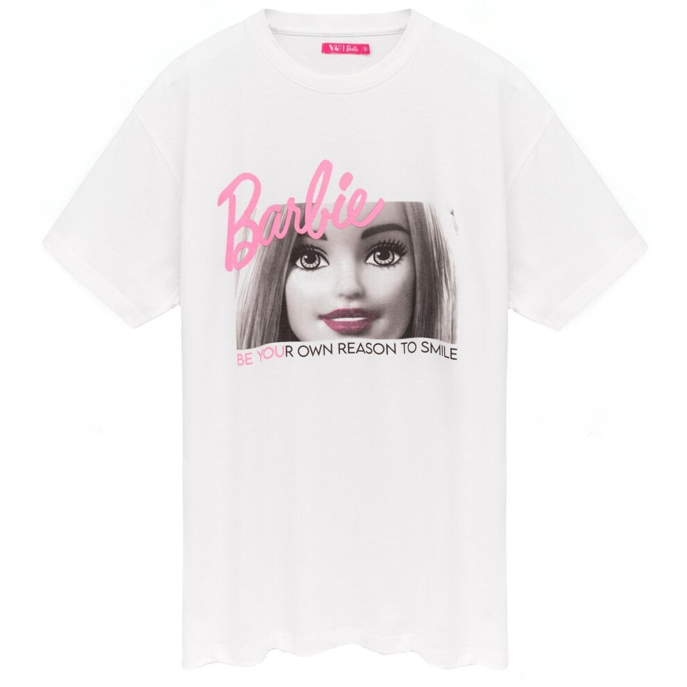 (L, White/Grey/Pink) Barbie Womens/Ladies Be You Oversized T-Shirt