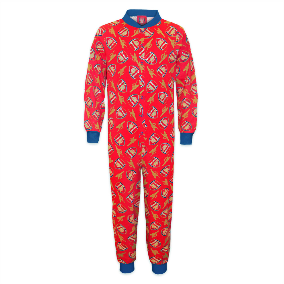 (Red, 9-10 Years) Arsenal FC Official Football Gift Boys Kids Pyjama All-In-One