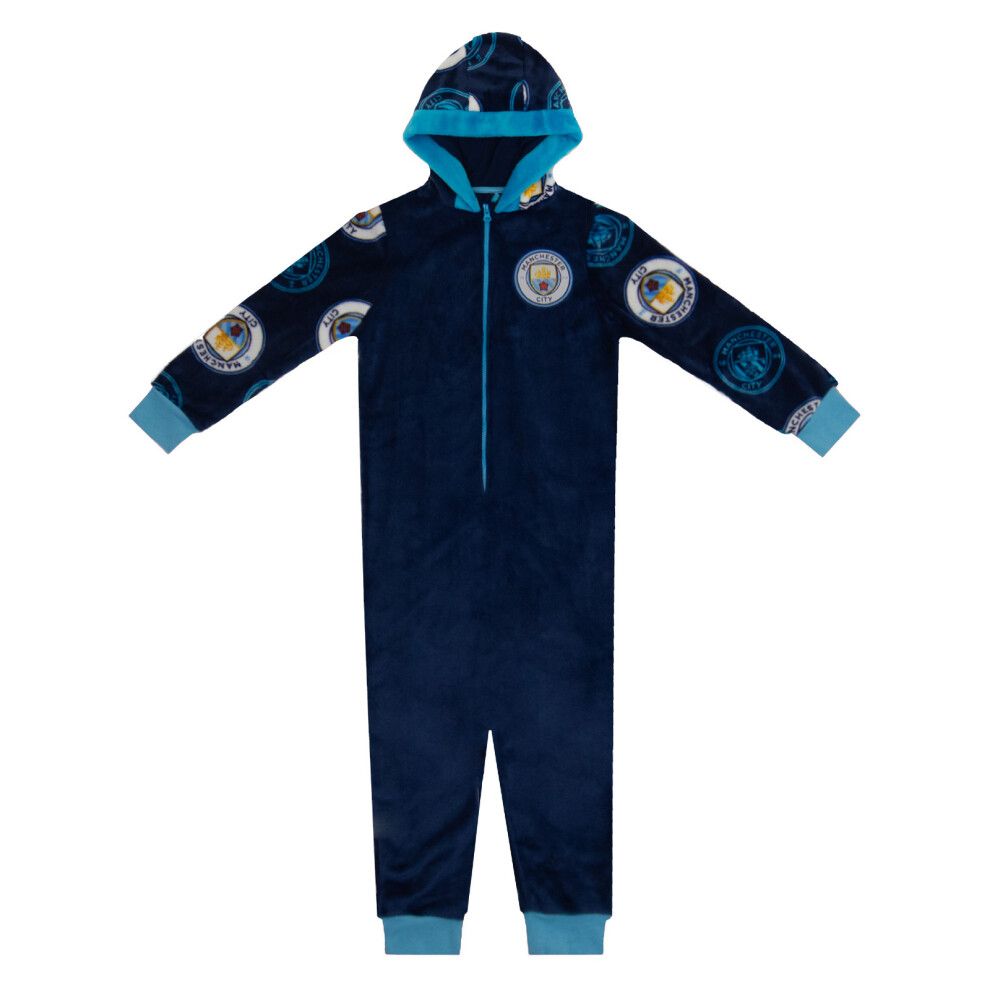 (Navy Blue, 10-11 Years) Manchester City FC Boys Pyjamas All-In-One Loungewear Kids OFFICIAL Gift