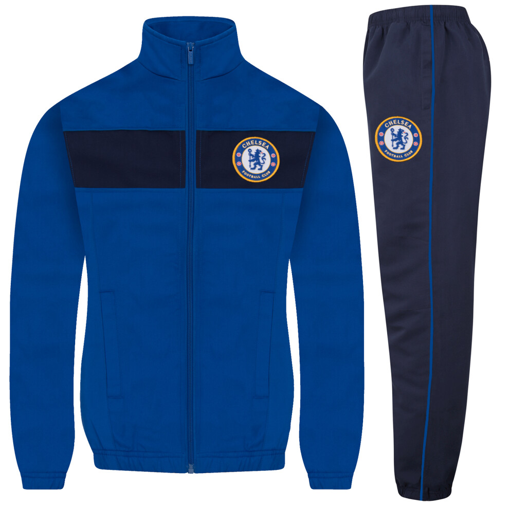 (Royal Blue, 8-9 Years) Chelsea FC Official Football Gift Boys Jacket & Pants Tracksuit Set