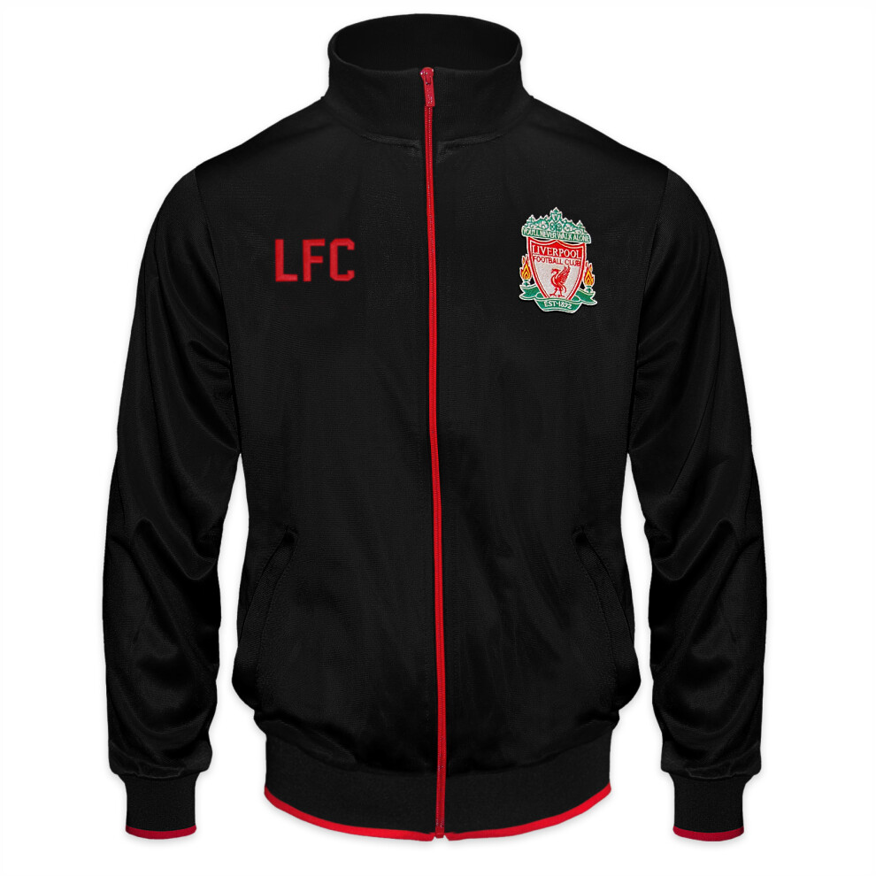 (Black, 4-5 Years) Liverpool FC Official Football Gift Boys Retro Track Top Jacket