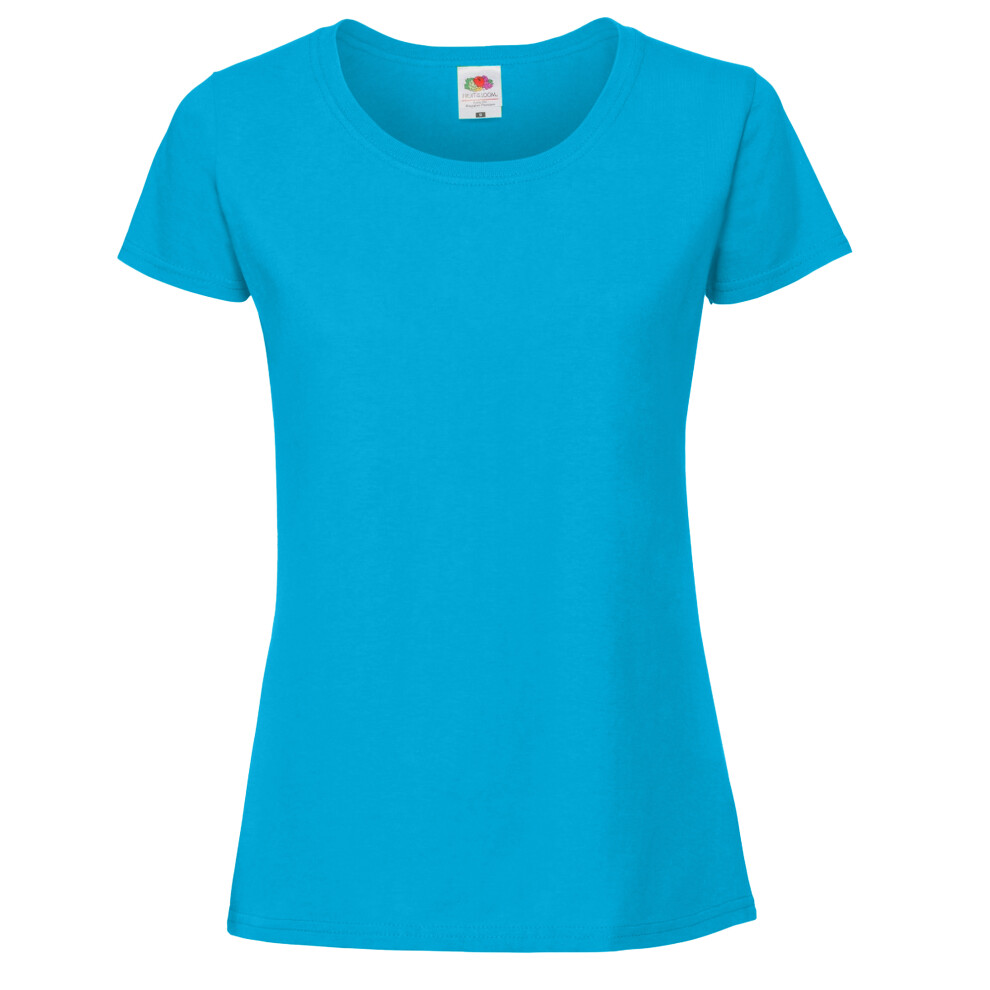 (S, Azure Blue) Fruit Of The Loom Womens/Ladies Ringspun Premium T-Shirt