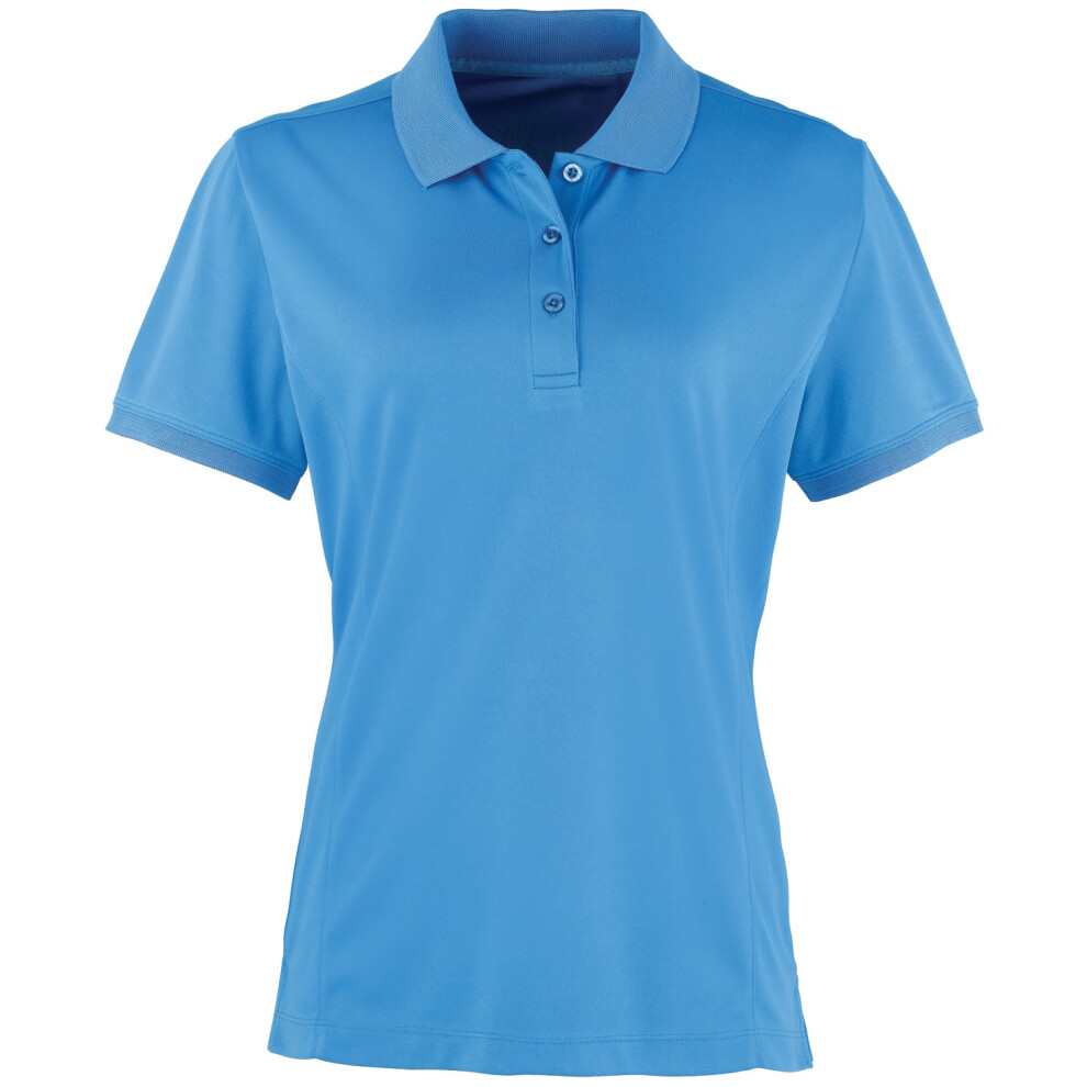 (XS, Sapphire) Premier Womens/Ladies Coolchecker Short Sleeve Pique Polo T-Shirt