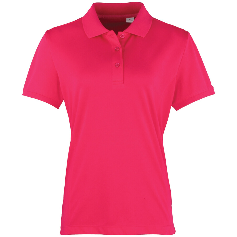 (XS, Hot Pink) Premier Womens/Ladies Coolchecker Short Sleeve Pique Polo T-Shirt