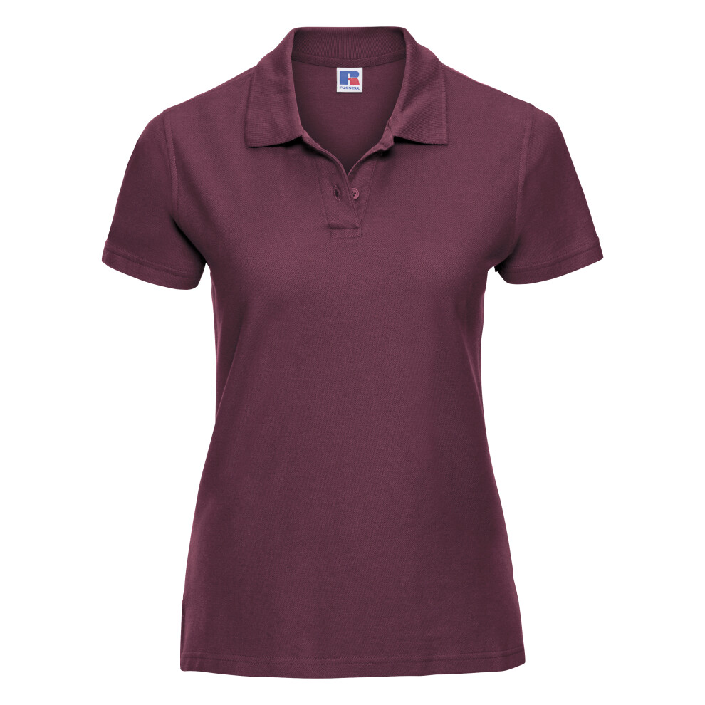 (XS, Burgundy) Russell Europe Womens/Ladies Ultimate Classic Cotton Short Sleeve Polo Shirt