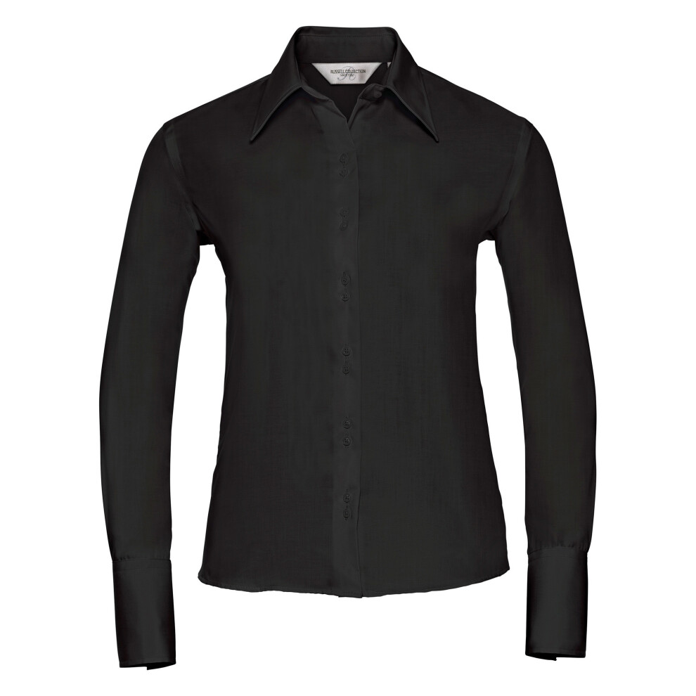 (XL, Black) Russell Collection Ladies/Womens Long Sleeve Ultimate Non-Iron Shirt