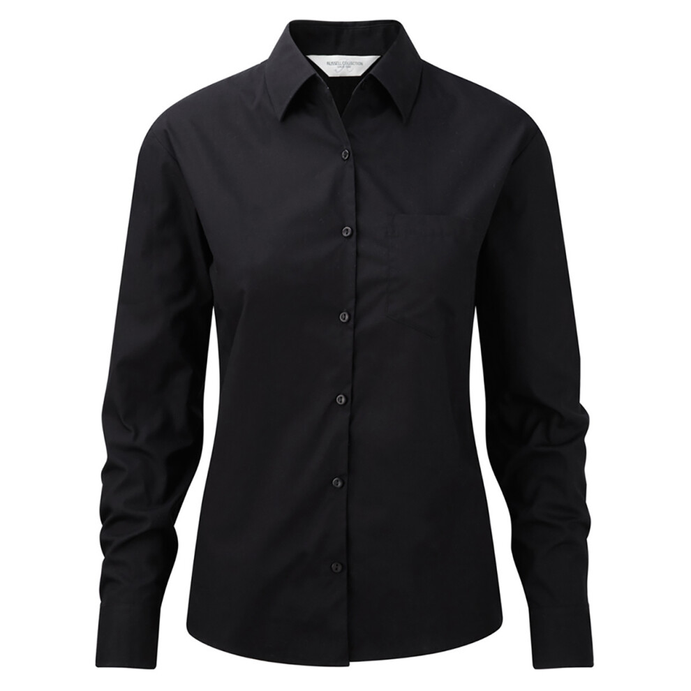 (4XL, Black) Jerzees Ladies/Womens Long Sleeve Pure Cotton Work Shirt
