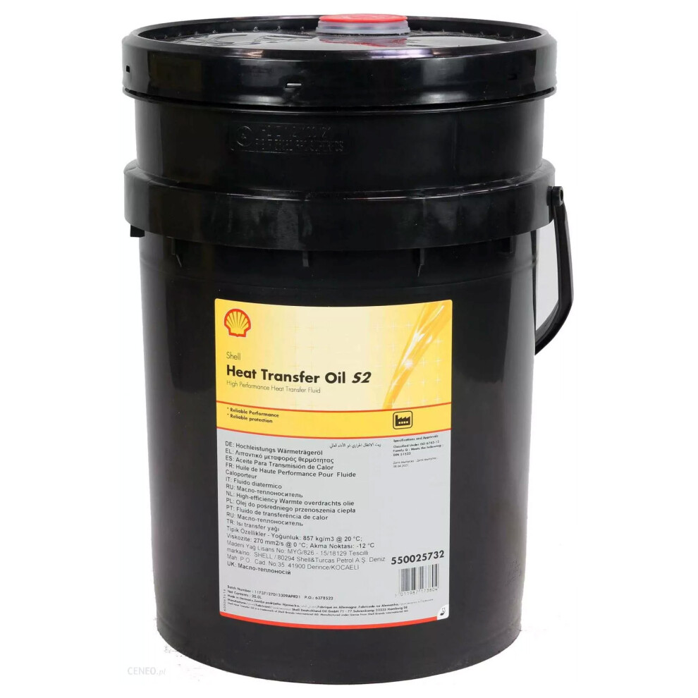 Shell 550025732 Heat Transfer S2 20L HP Heat Transfer Fluid Thermia B