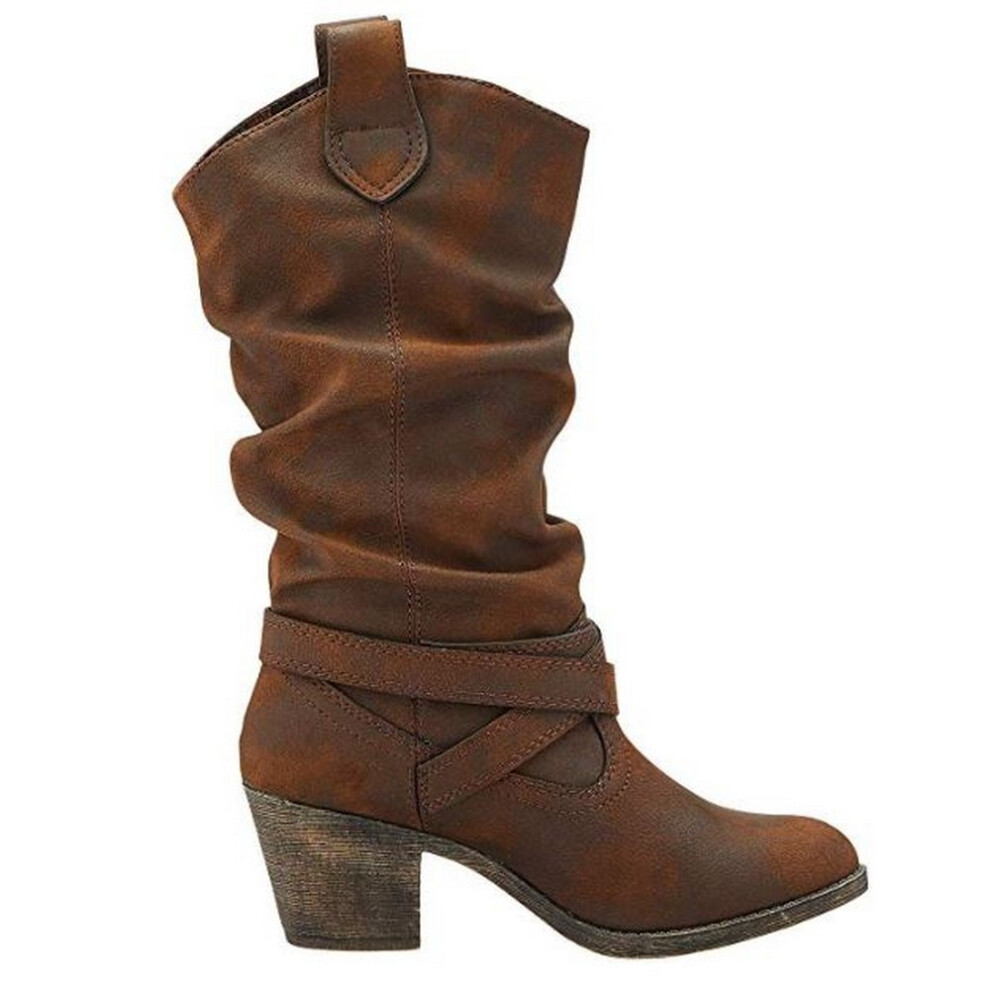 (8 UK, Brown) Rocket Dog Womens/Ladies Sidestep Mid-Calf Western Boot