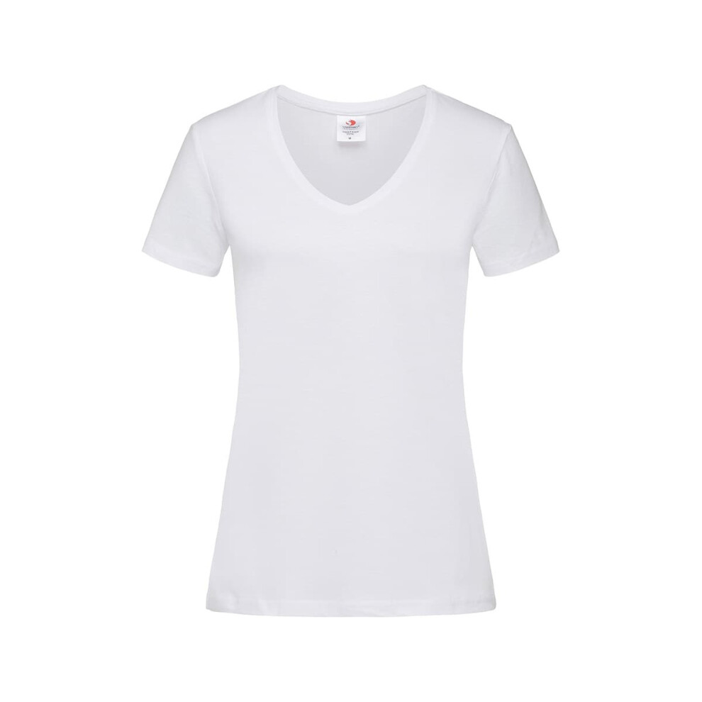 (M, White) Stedman Womens/Ladies Classic V Neck Tee