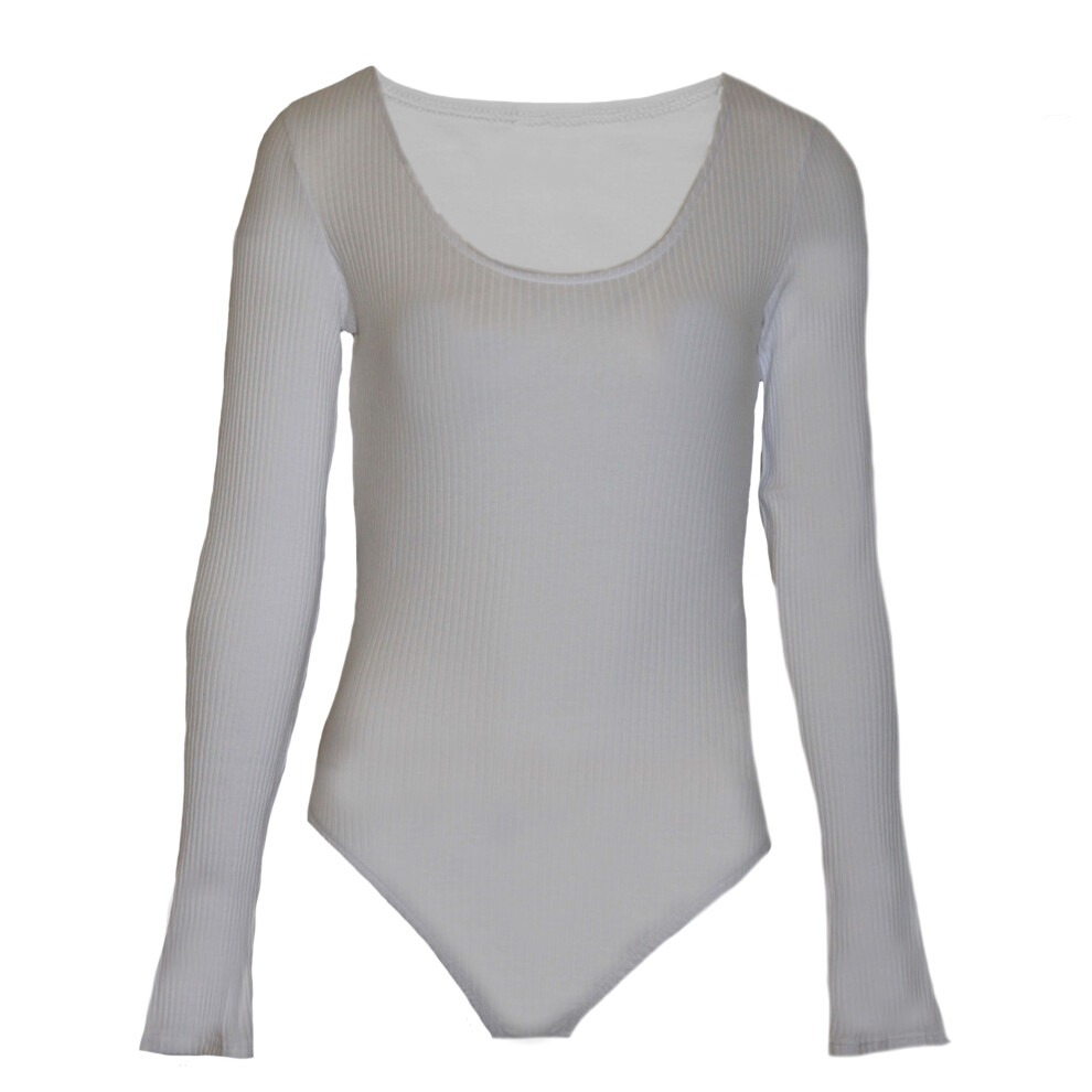 (XS, White) Brave Soul Womens/Ladies Long Sleeve Low Cut Bodysuit