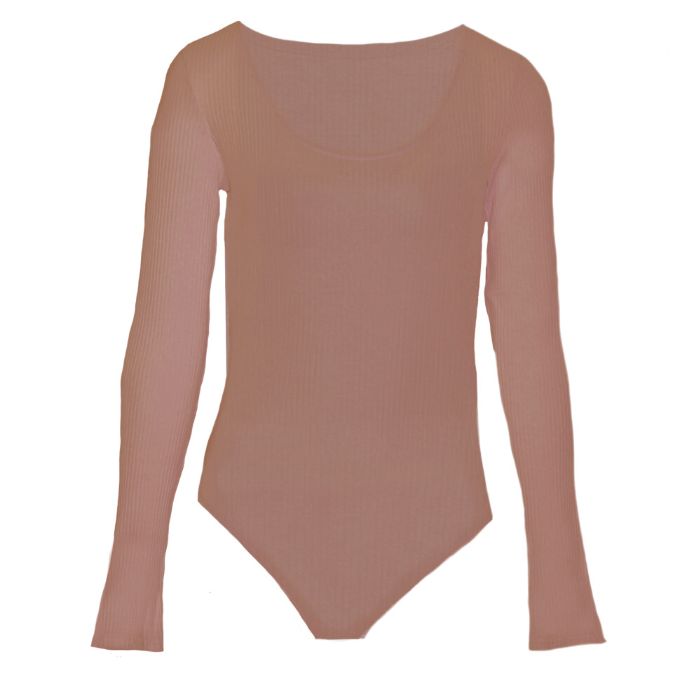 (XS, Taupe) Brave Soul Womens/Ladies Long Sleeve Low Cut Bodysuit