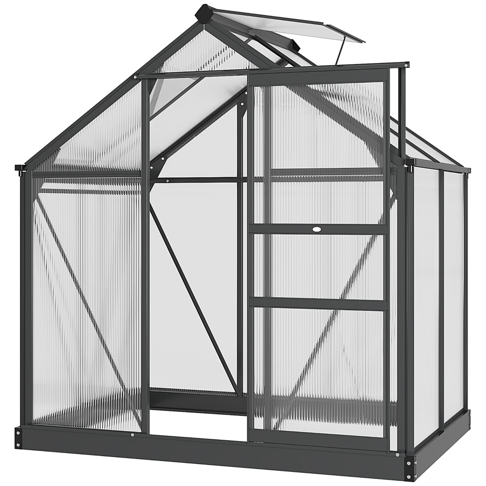 Outsunny 6X4ft Walk-In Polycarbonate Greenhouse Plant Grow Galvanized Aluminium