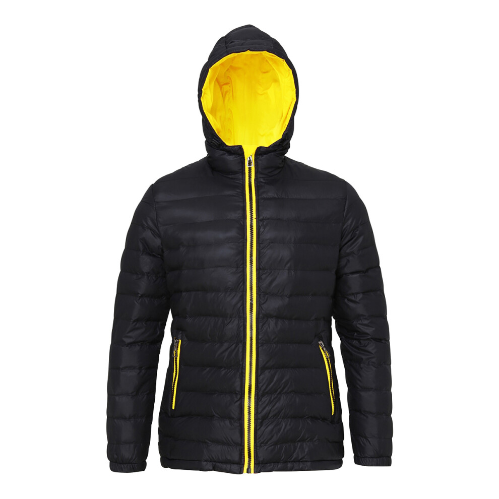 2786 Women's Black,Yellow (M, Black/Bright Yellow) / Hooded Water & Wind Resistant Padded Jacket Medium