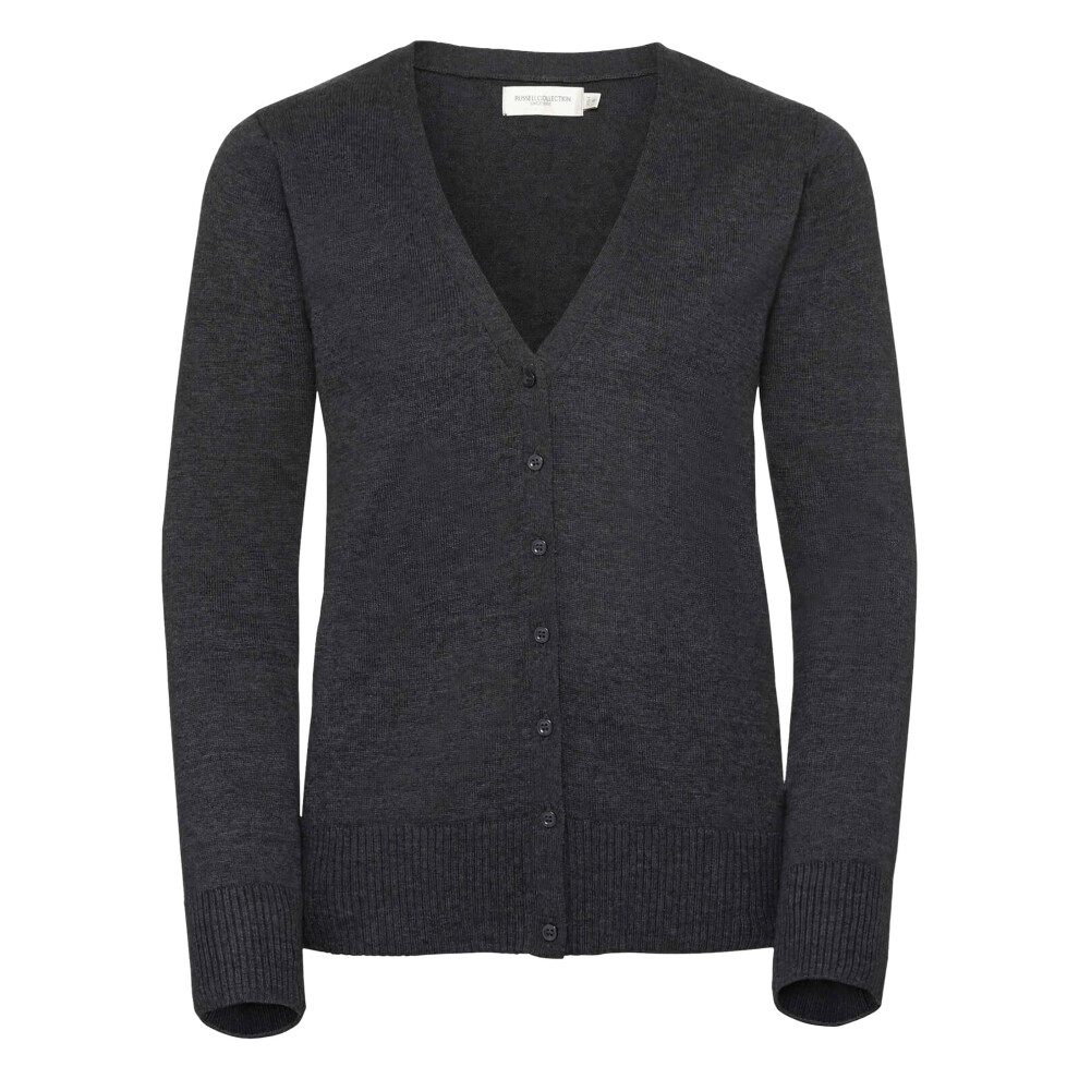 (4XL, Charcoal Marl) Russell Collection Ladies/Womens V-neck Knitted Cardigan