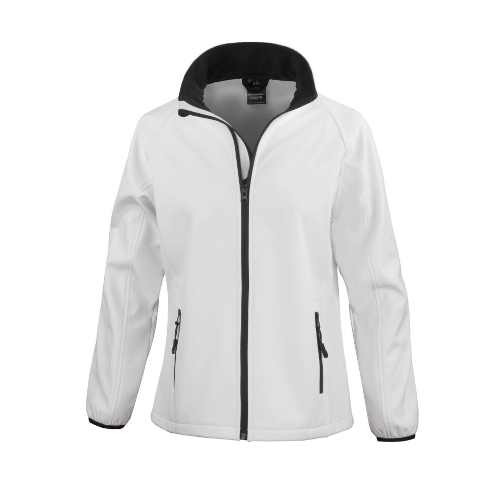 (S, White/Black) Result Core Womens/Ladies Printable Soft Shell Jacket