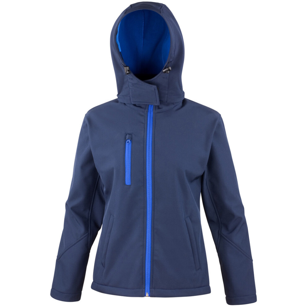 (2XL, Navy/Royal) Result Core Womens/Ladies Lite Hooded Softshell Jacket