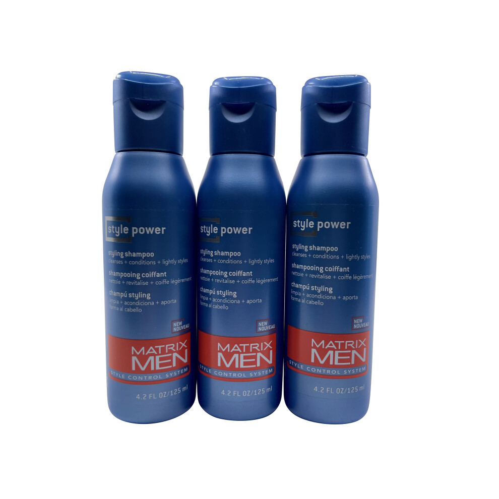 Matrix Men Style Power Styling Shampoo 4.2 OZ Set of 3