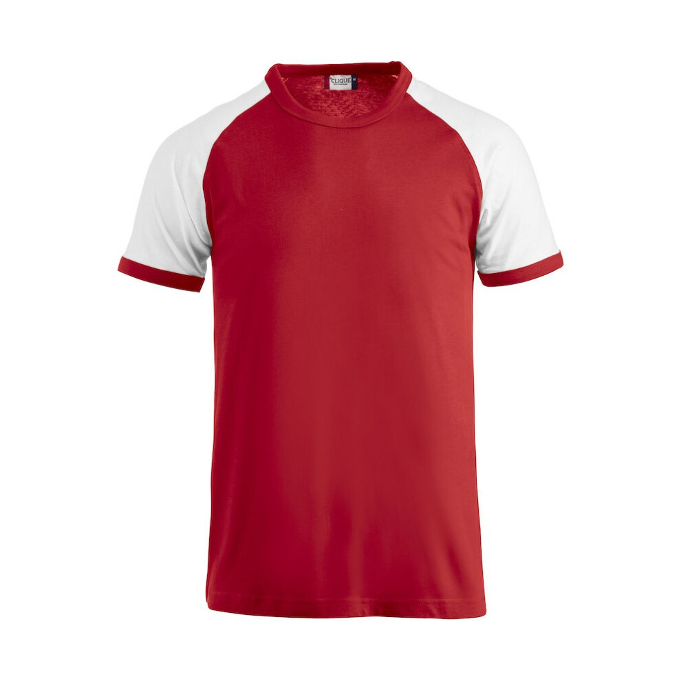 (L, Red/White) Clique Unisex Adult Raglan T-Shirt