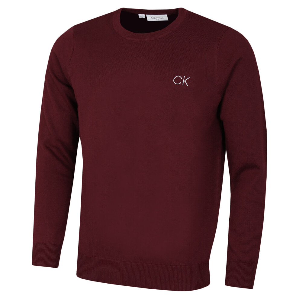 (XL, Burgundy) Calvin Klein Mens 2021 Round Neck Tour Durable Soft Touch Comfort Golf Sweater