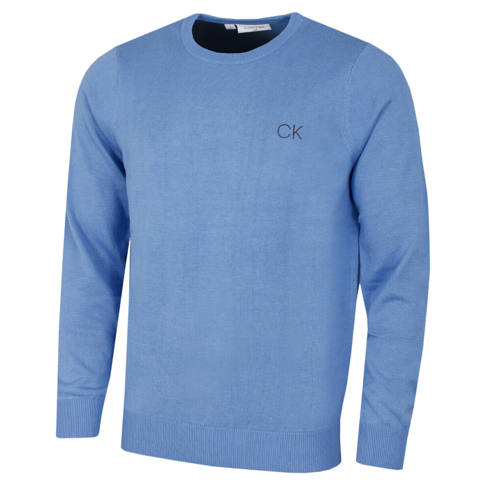 (4XL, Blue Marl) Calvin Klein Mens 2022 Round Neck Tour Durable Soft Golf Sweater