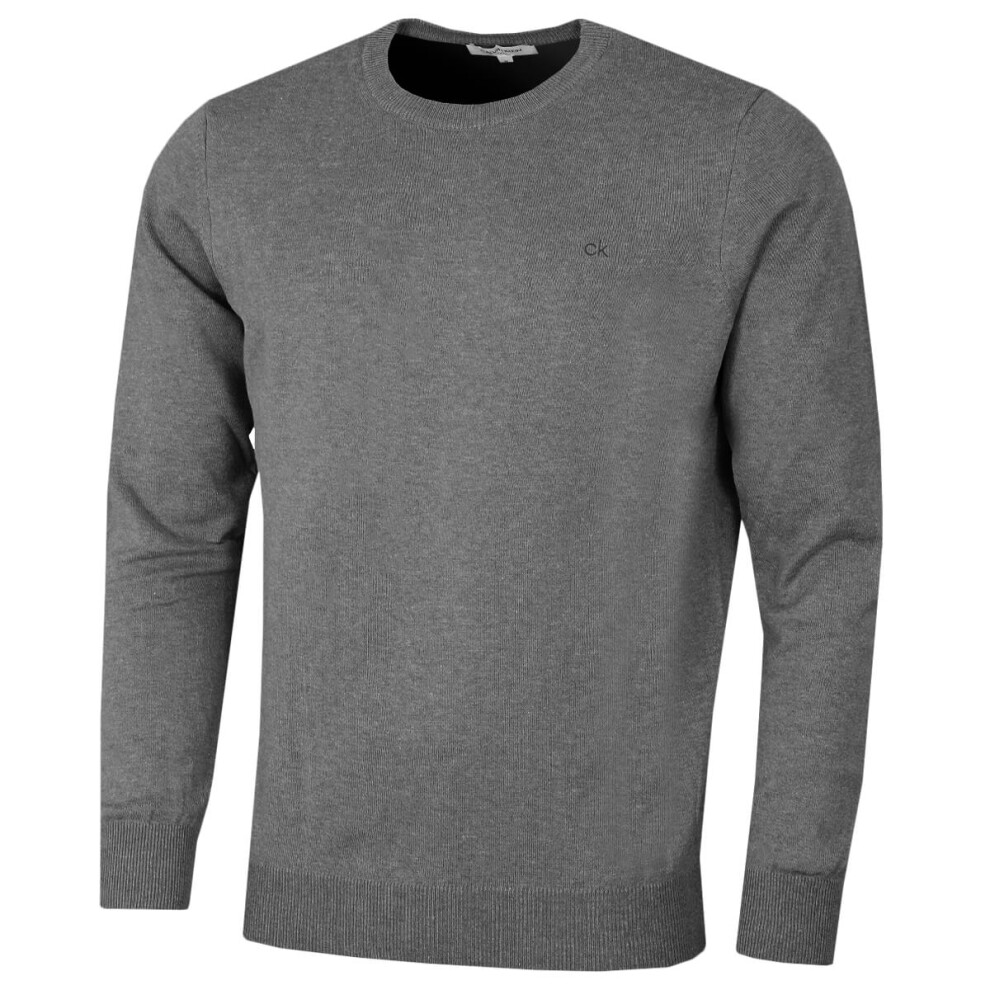 (XL, Grey Marl) Calvin Klein Golf Mens 2021 Round Neck Tour Durable Comfort Sweater