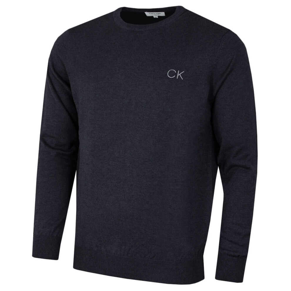 (3XL, Denim Marl) Calvin Klein Mens 2022 Round Neck Tour Durable Soft Golf Sweater