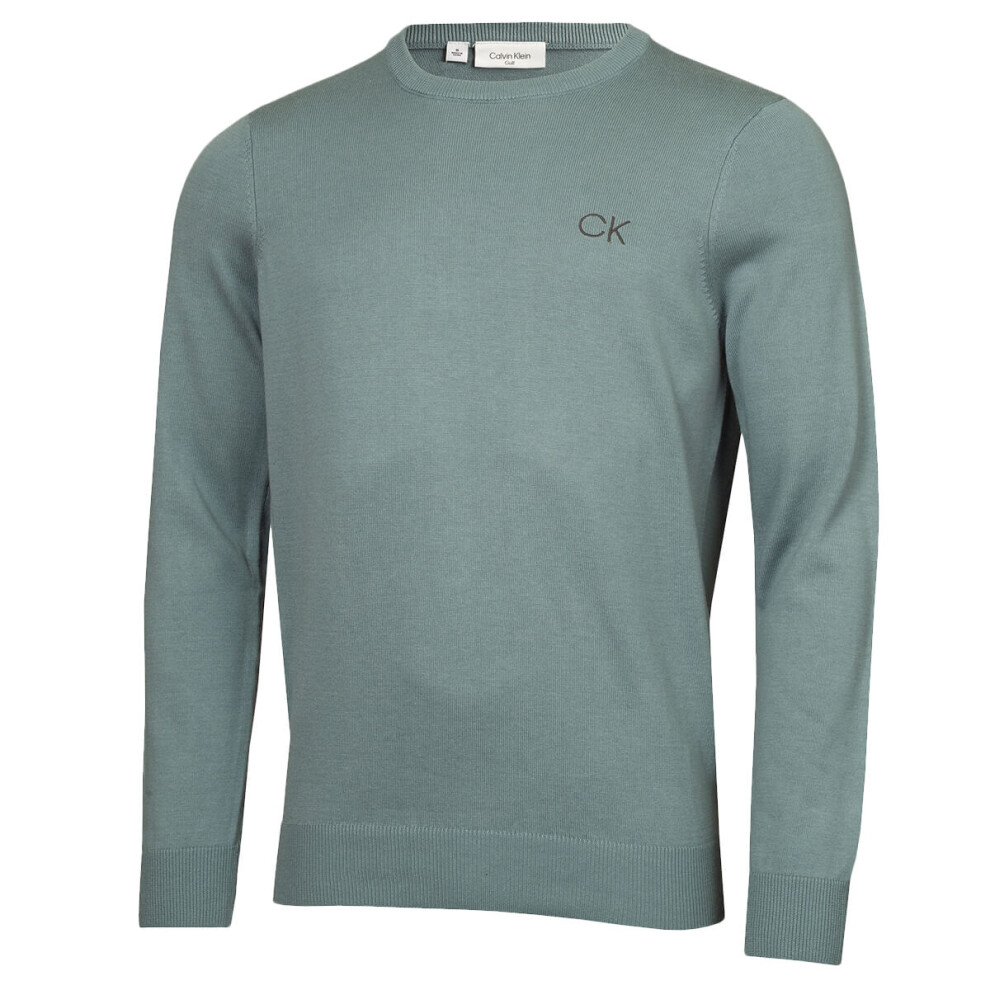 (XXXL, Sage) Calvin Klein Mens Round Neck Tour Durable Soft Golf Sweater