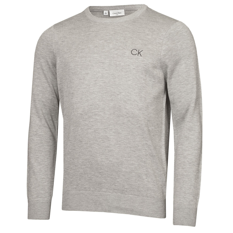 (XL, Silver) Calvin Klein Mens Round Neck Tour Durable Soft Golf Sweater