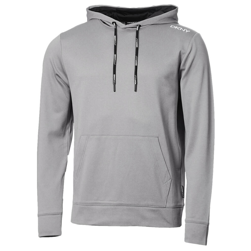 (S, Steel Grey Marl) DKNY Mens Active Technical Breathable Lightweight Golf Hoody