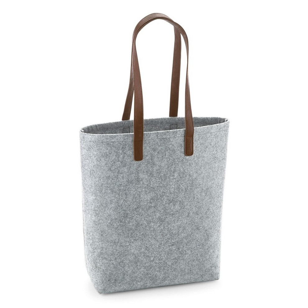 (One Size, Grey Melange/Tan) Bagbase Adults Unisex Premium Felt Tote