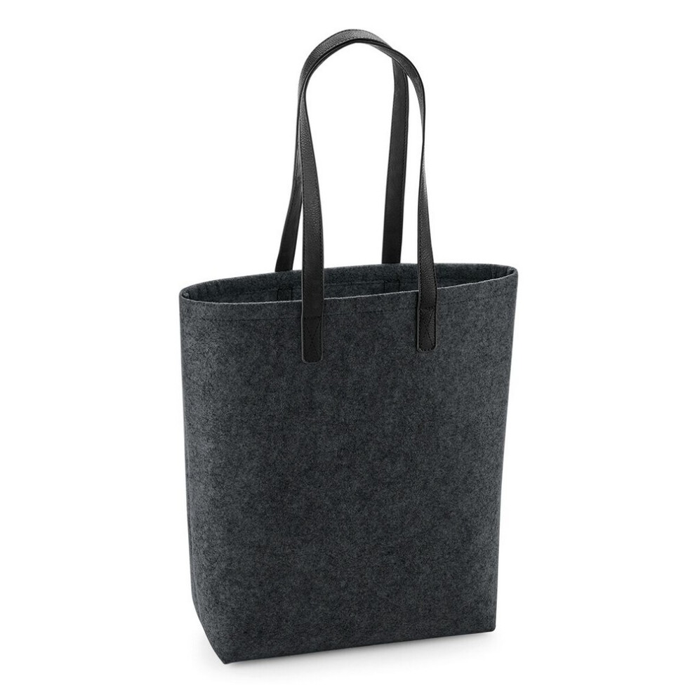 (One Size, Charcoal Melange/Black) Bagbase Adults Unisex Premium Felt Tote