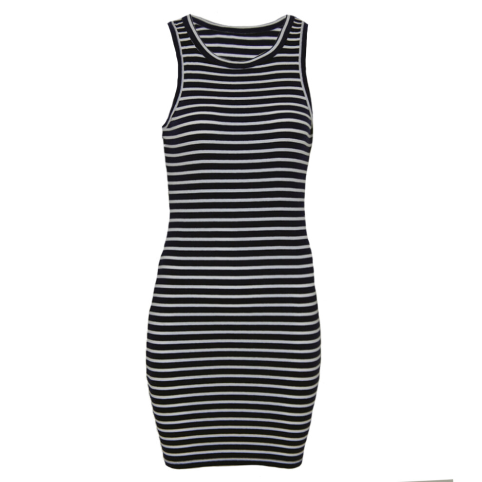 (XS, Black) Brave Soul Womens/Ladies Sleeveless Striped Mini Dress