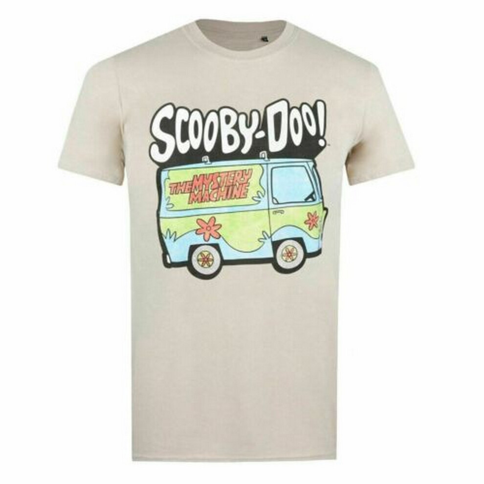 (XL, Sand/White/Yellow) Scooby Doo Mens The Mystery Machine T-Shirt