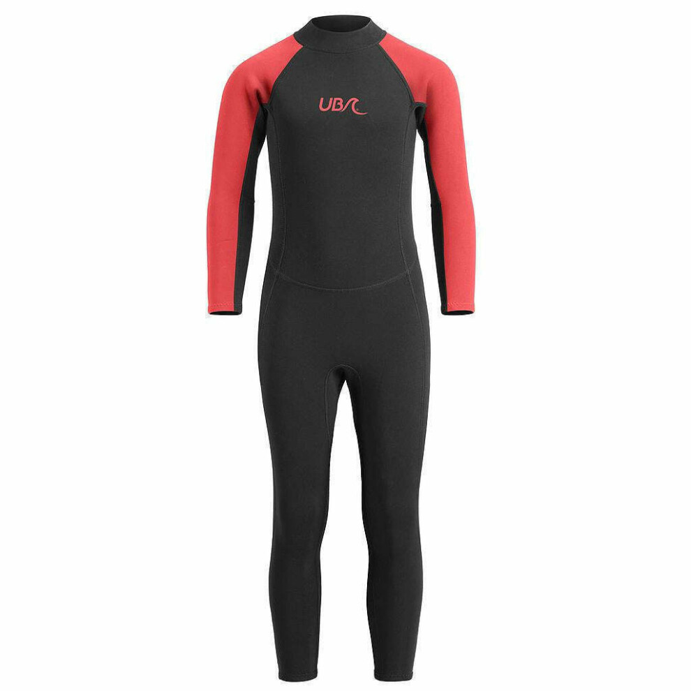 (9-10 Years, Black/Red) Urban Beach Childrens/Kids Sharptooth Long-Sleeved Wetsuit