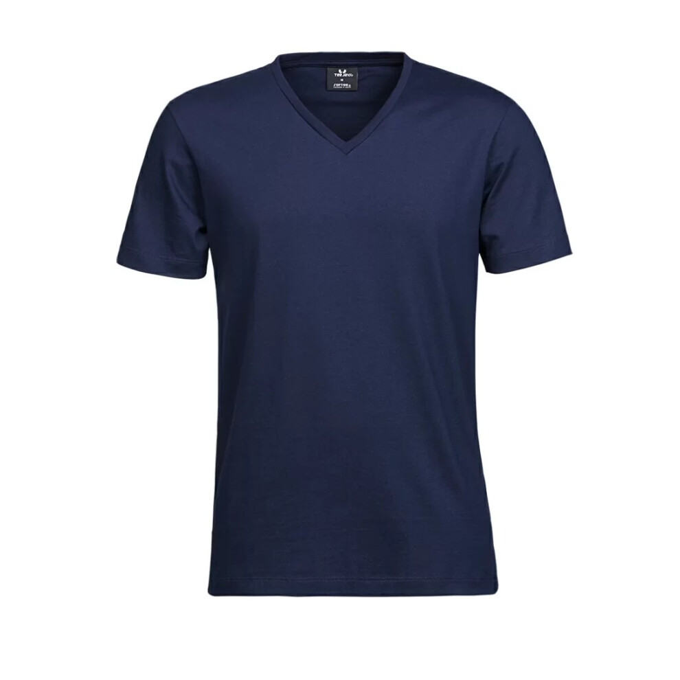 (S, Navy) Tee Jay Mens Soft Touch V Neck Fashion T-Shirt-image-OPC-PC9H7M7-NEW