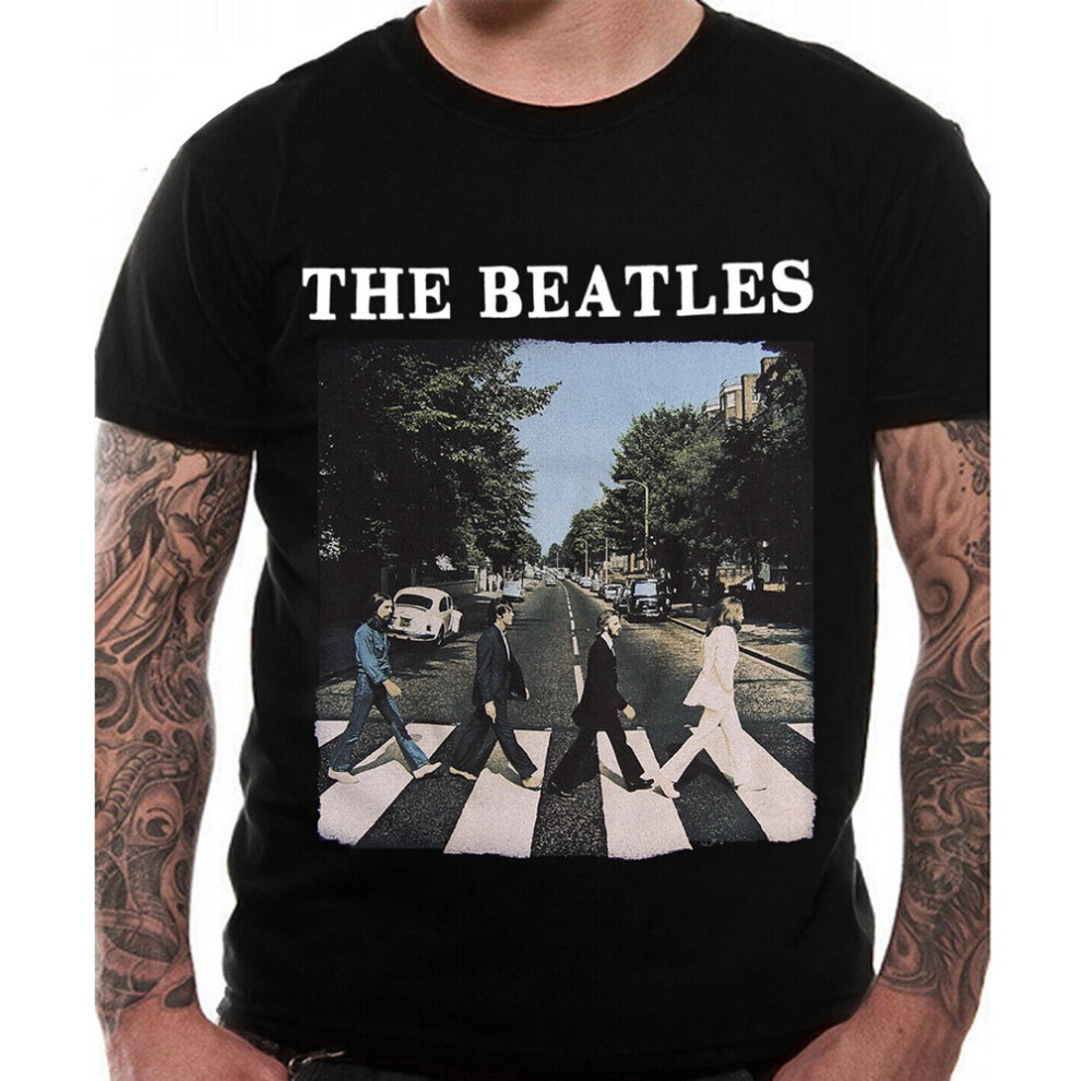 (5XL, Black) The Beatles Unisex Adult Abbey Road Logo T-Shirt