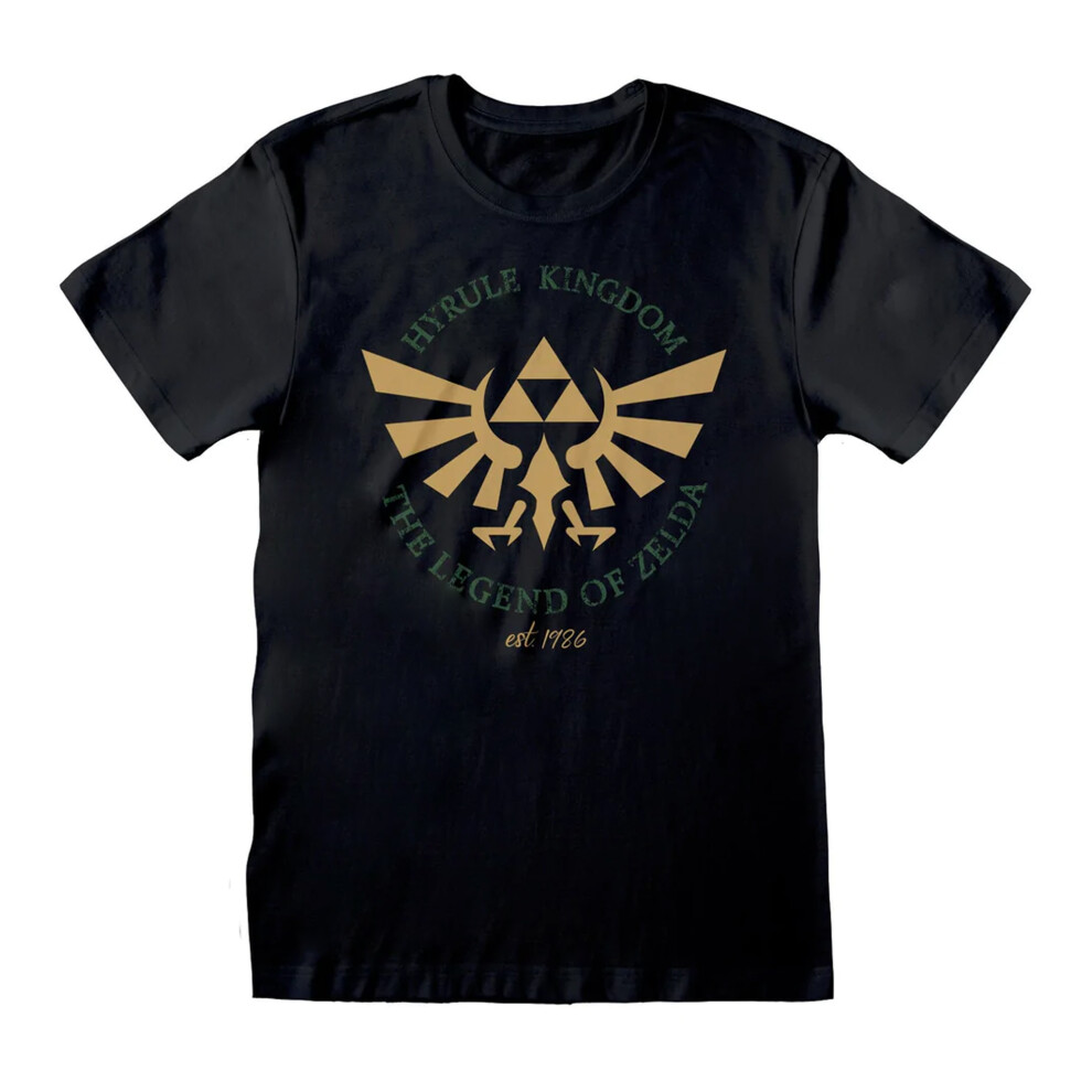 (L, Black) Legend Of Zelda Unisex Adult Hyrule Kingdom Crest T-Shirt