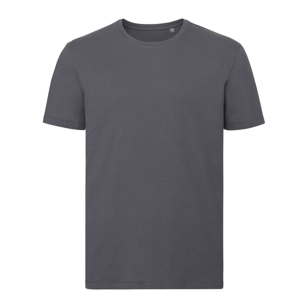 (L, Convoy Grey) Russell Mens Authentic Pure Organic T-Shirt