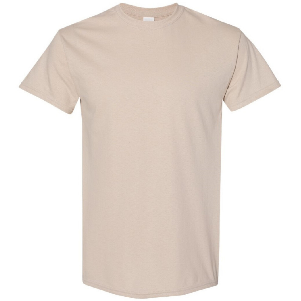 (L, Sand) Gildan Mens Heavy Cotton Short Sleeve T-Shirt