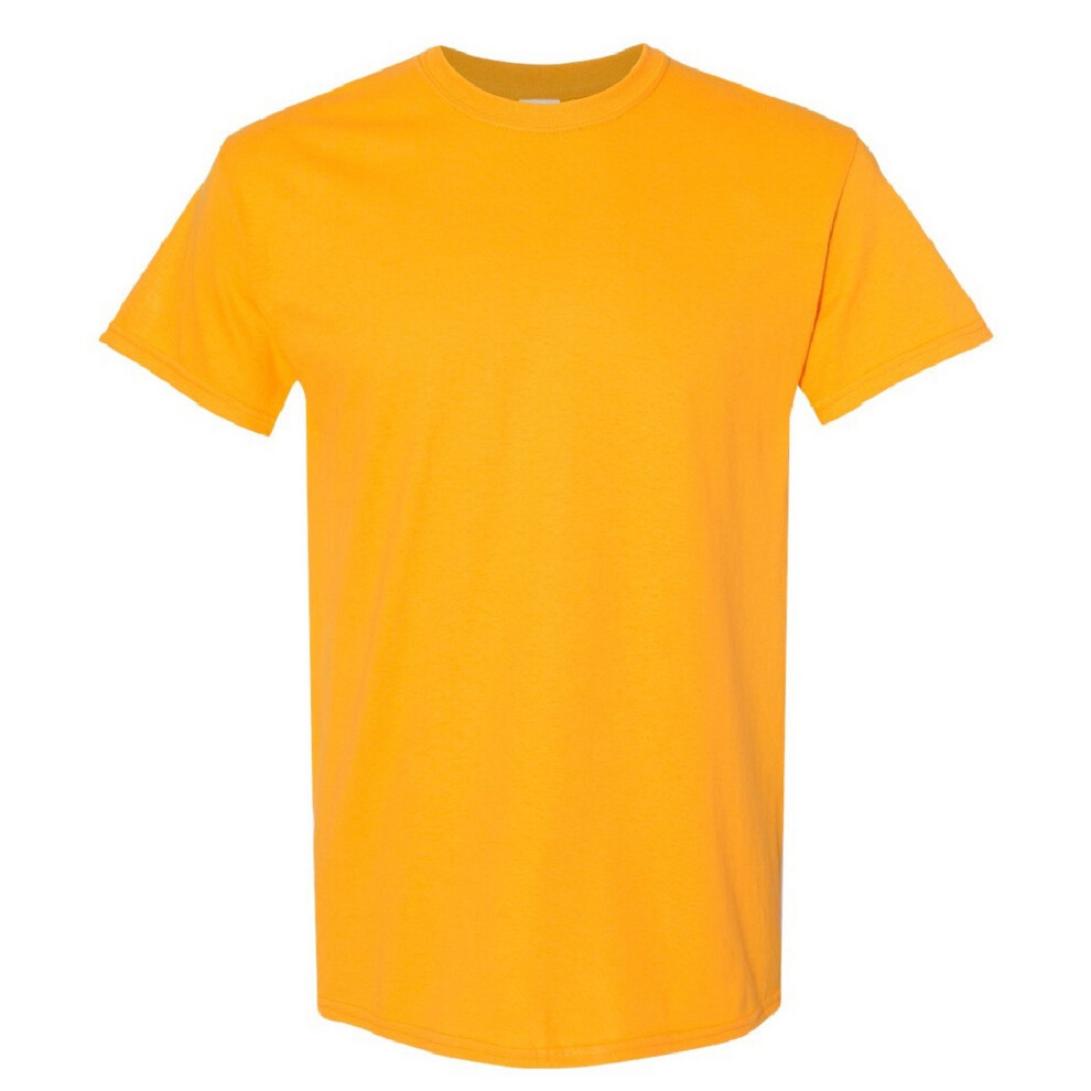 (S, Gold) Gildan Mens Heavy Cotton Short Sleeve T-Shirt